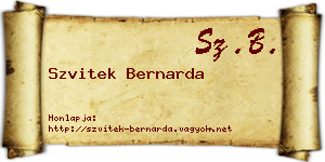 Szvitek Bernarda névjegykártya